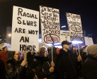 American Indians and their supporters gather outside the Metrodome to protest the Washington Redskins' name, prior to an NFL football game between the team and the Minnesota Vikings, Thursday, Nov. 7, 2013, in Minneapolis. (AP Photo/Jim Mone)